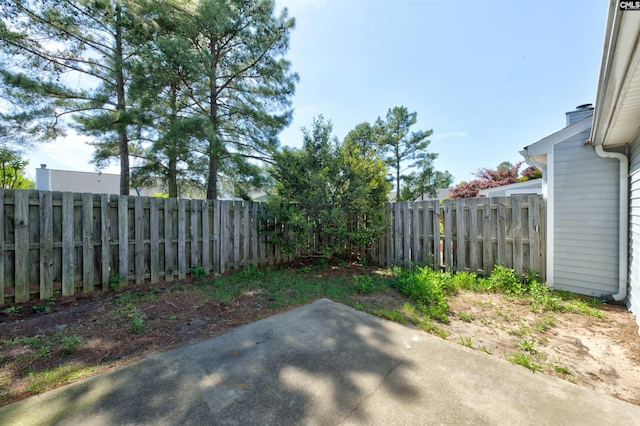 view of yard featuring a fenced backyard and a patio