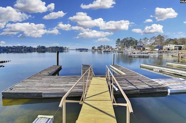 dock area featuring a water view