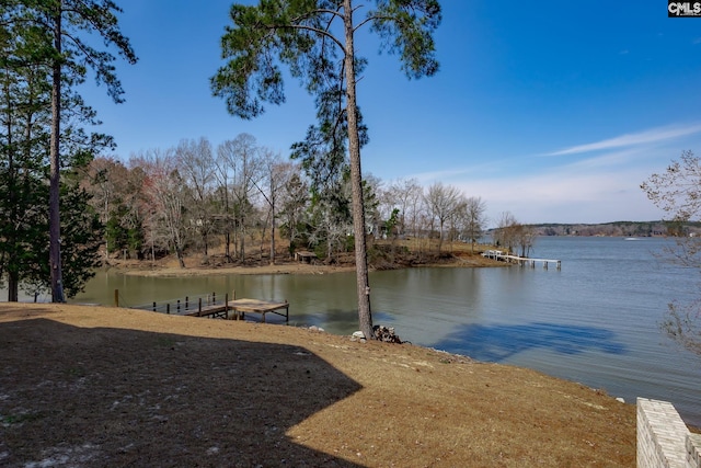 view of dock featuring a water view