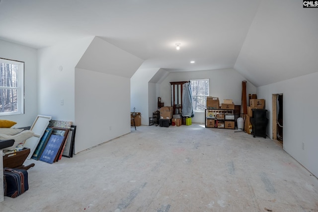 bonus room with vaulted ceiling