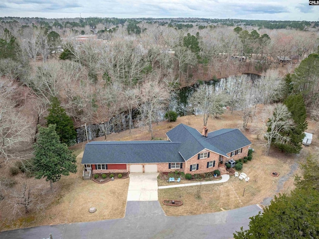 aerial view with a forest view