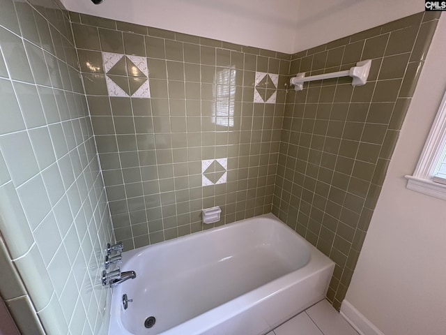 full bathroom with tub / shower combination and tile patterned floors