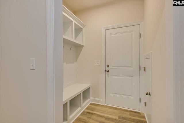 mudroom featuring light wood finished floors