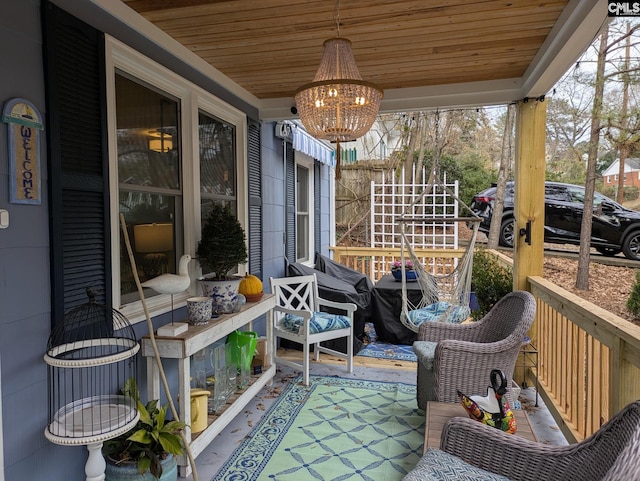 balcony featuring covered porch