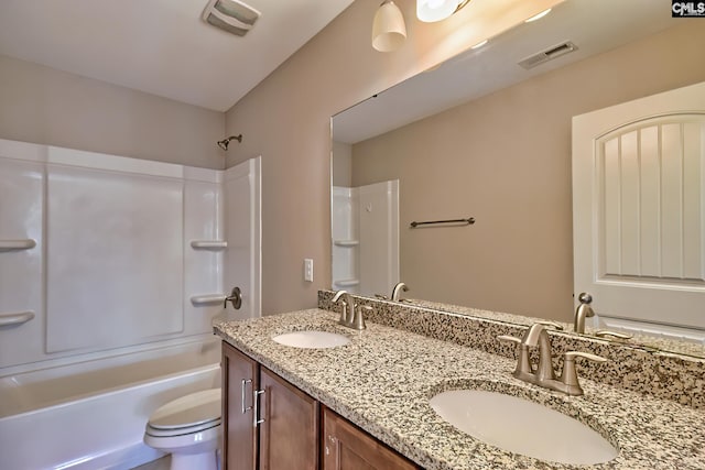 bathroom with a sink, visible vents, and toilet