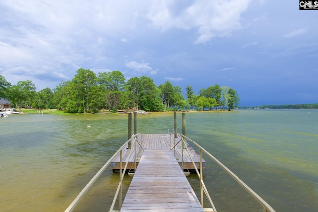 view of dock featuring a water view