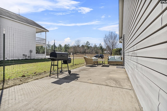 view of patio / terrace with a grill and an outdoor living space