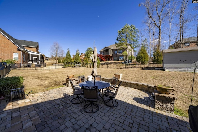 view of patio / terrace featuring outdoor dining area and a fenced backyard