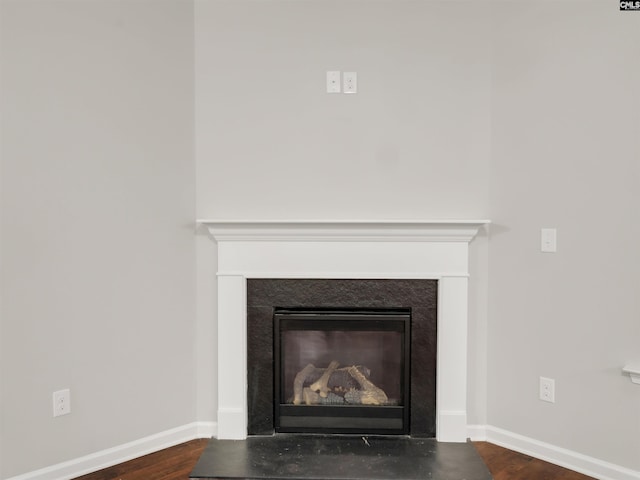 1124 Campbell Ridge Dr, Elgin, SC 29045 - room details featuring wood finished floors, a glass covered fireplace, and baseboards