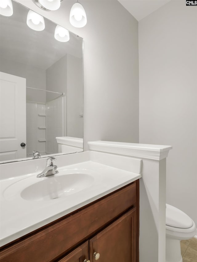1124 Campbell Ridge Dr, Elgin, SC 29045 - bathroom featuring toilet, tile patterned floors, a shower, and vanity