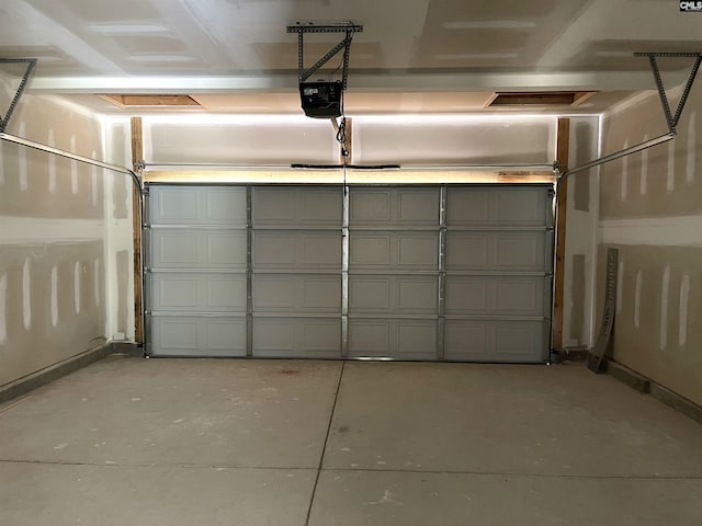 garage with a garage door opener