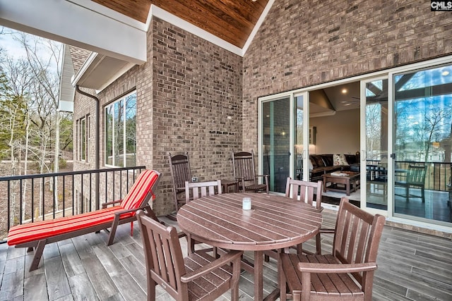 deck featuring outdoor dining space