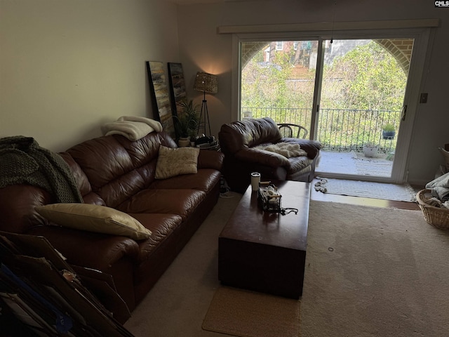 living room featuring carpet flooring