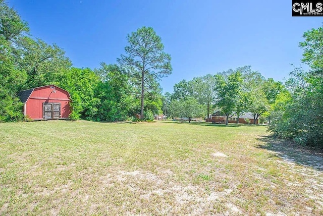 view of yard featuring an outdoor structure