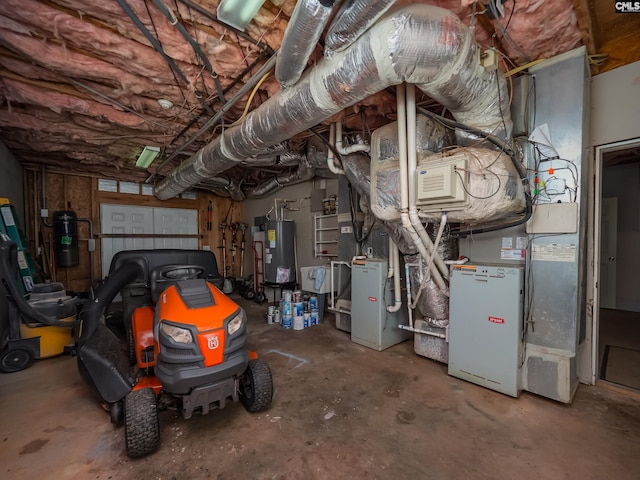 utility room featuring water heater