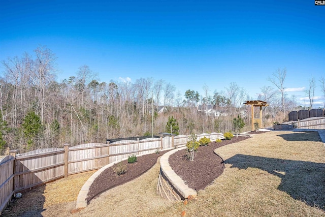 view of yard featuring a fenced backyard