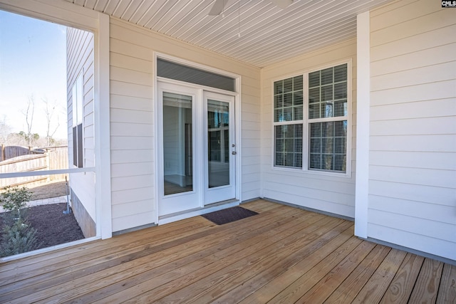 deck featuring fence