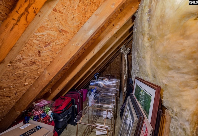 view of unfinished attic