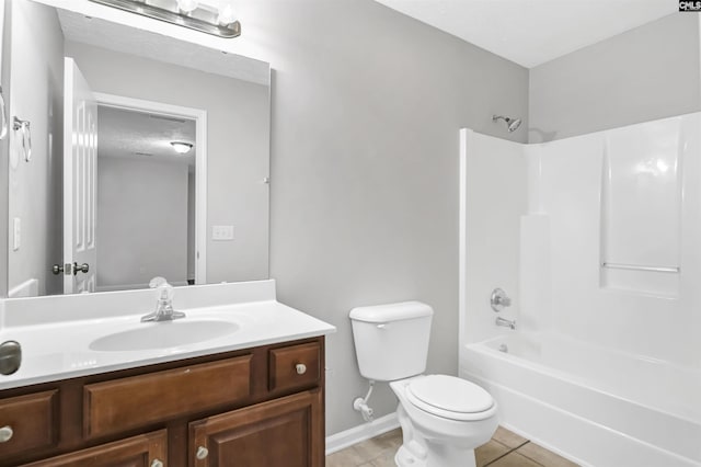 257 Castlebury Dr, Columbia, SC 29229 - bathroom featuring vanity, baseboards,  shower combination, tile patterned floors, and toilet