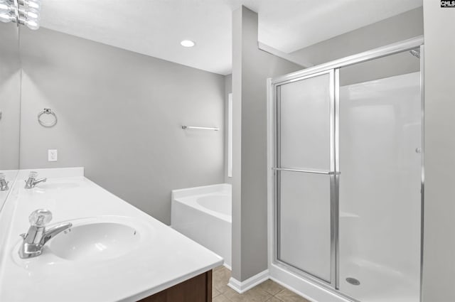 257 Castlebury Dr, Columbia, SC 29229 - bathroom featuring tile patterned floors, a stall shower, and a sink