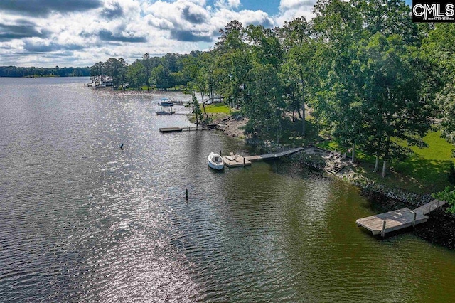 water view with a boat dock