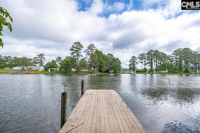 view of dock featuring a water view