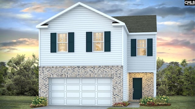 1304 Mosser Dr, Columbia, SC 29203 - traditional home with a front yard, roof with shingles, concrete driveway, a garage, and brick siding