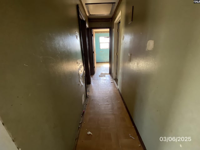 hallway with attic access