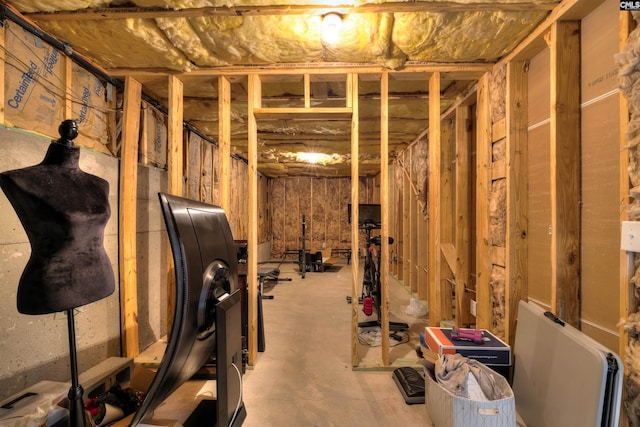 view of unfinished basement