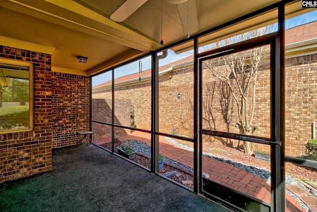 view of unfurnished sunroom