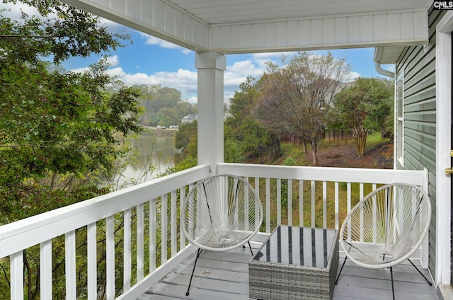 deck with a water view