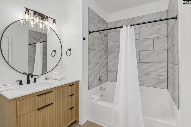 bathroom with vanity and shower / tub combo