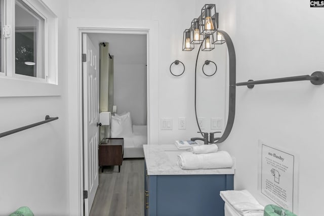 bathroom with vanity and wood finished floors