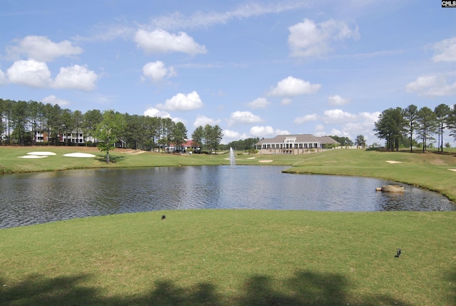 view of water feature with view of golf course