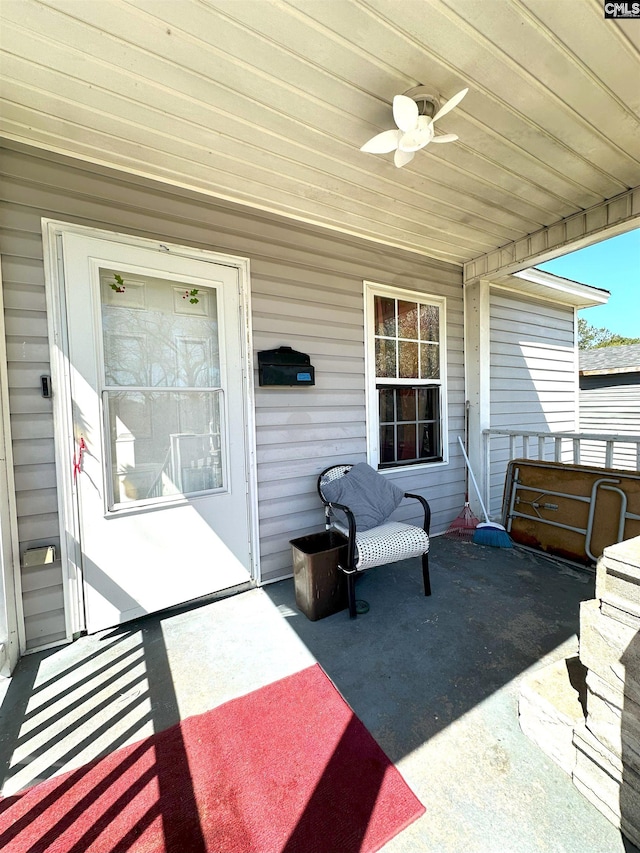 view of patio / terrace featuring ceiling fan