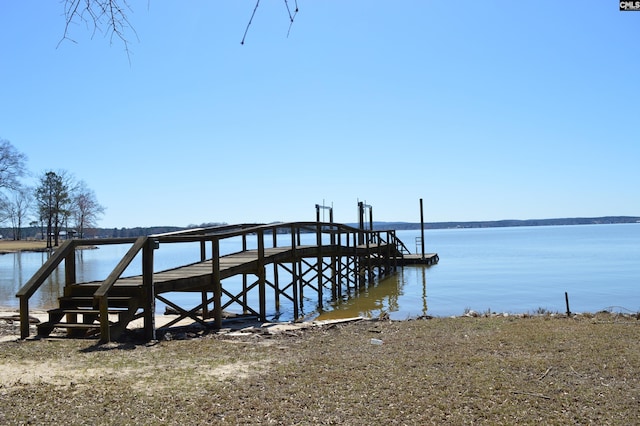 view of dock featuring a water view