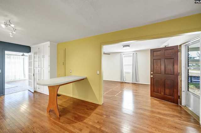 entrance foyer featuring baseboards and light wood finished floors