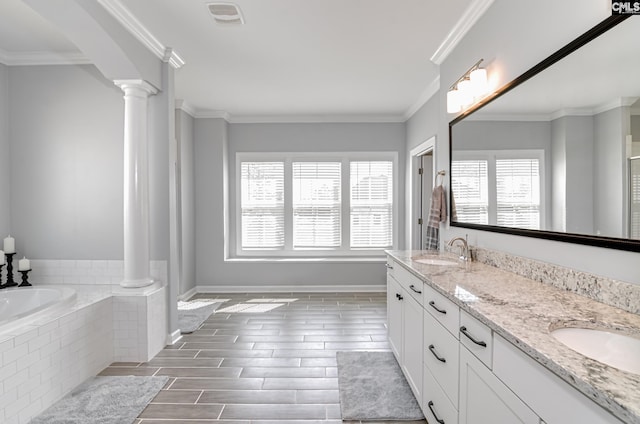 263 Compass Trl, Blythewood, SC 29016 - bathroom featuring plenty of natural light, ornate columns, and a sink