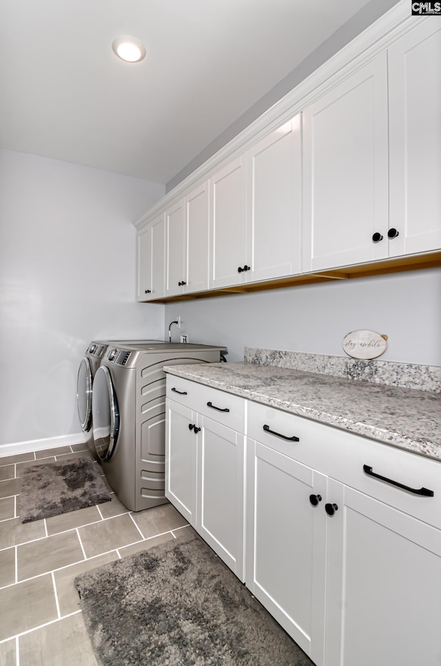 263 Compass Trl, Blythewood, SC 29016 - clothes washing area featuring recessed lighting, cabinet space, baseboards, and washer and clothes dryer