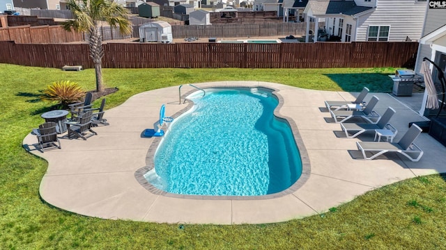 263 Compass Trl, Blythewood, SC 29016 - view of swimming pool featuring a fenced in pool, a lawn, a fenced backyard, and a patio area