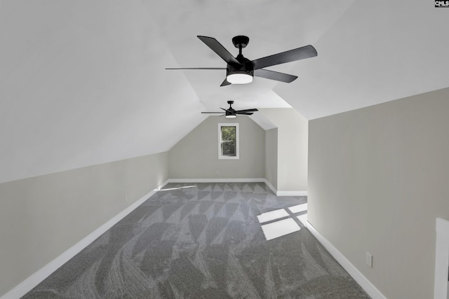 bonus room with carpet flooring, baseboards, and lofted ceiling