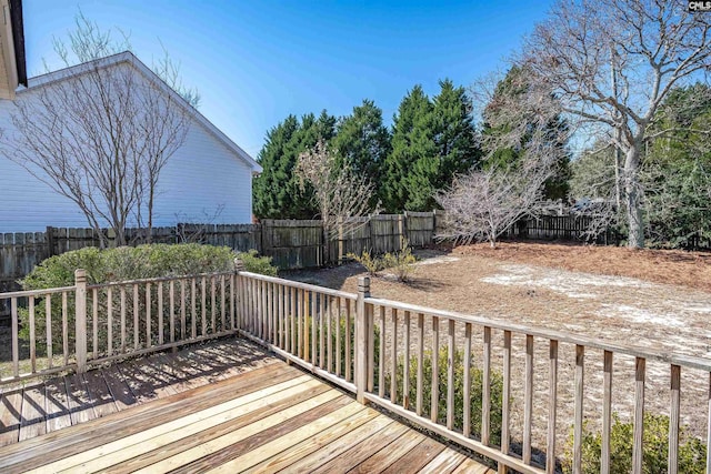 deck with a fenced backyard