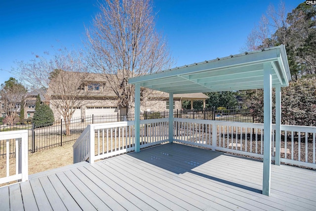 deck featuring a fenced backyard