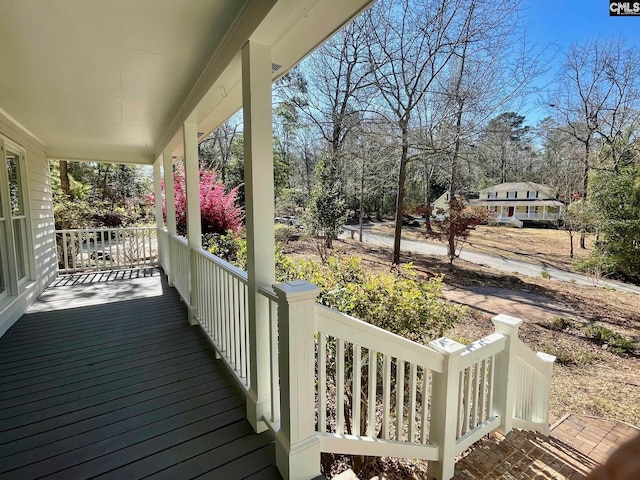 wooden deck with covered porch