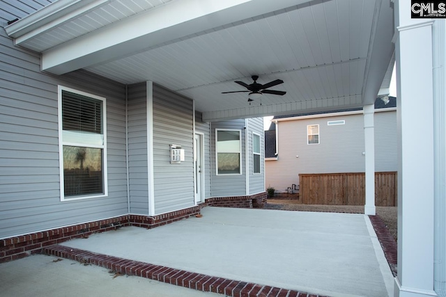 view of patio / terrace with a ceiling fan