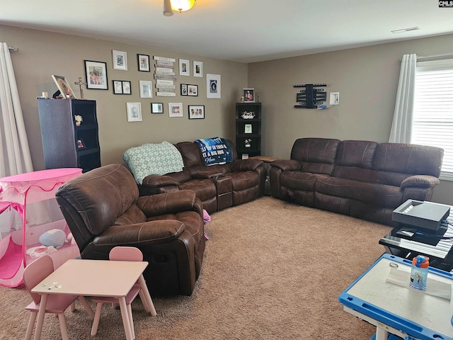 view of carpeted living area