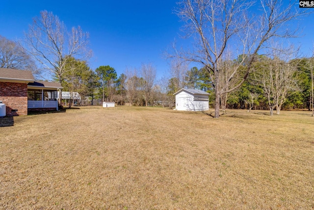 view of yard featuring a storage unit and an outdoor structure