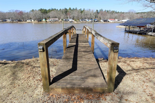 dock area featuring a water view