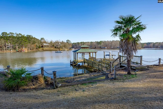 view of dock featuring a water view