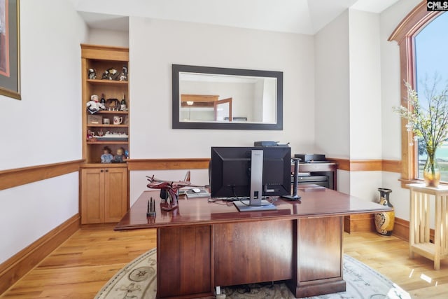 office featuring light wood-type flooring